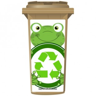 Cute Recycling Frog Wheelie Bin Sticker Panel